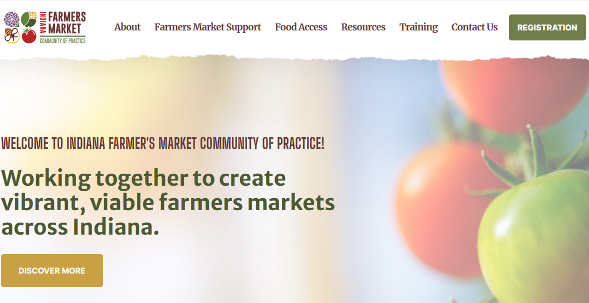 Indiana Farmers Market Community of Practice website