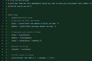 A screenshot of some python code for the Python project work during university
